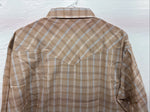 New Men’s ELY Cattleman Tan Plaid Short Sleeve Pearl Snap XL R-62