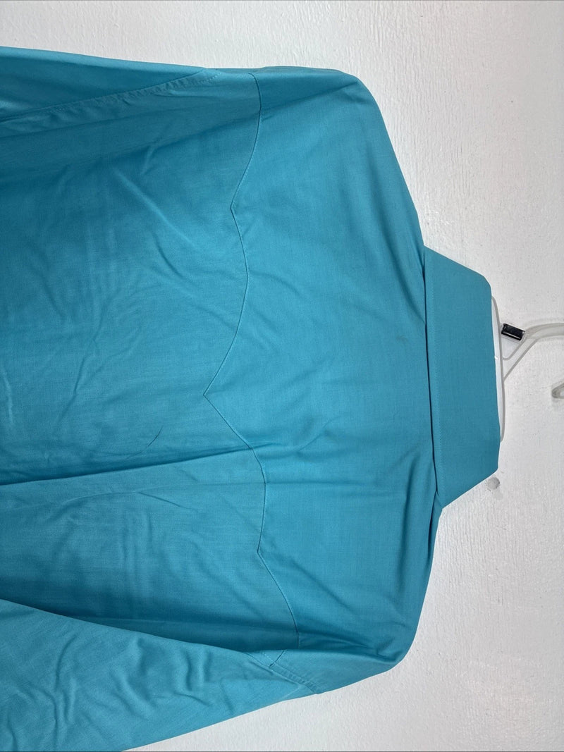 New Women’s White Horse Blue Long Sleeve Pearl Snap 2XL GG-37