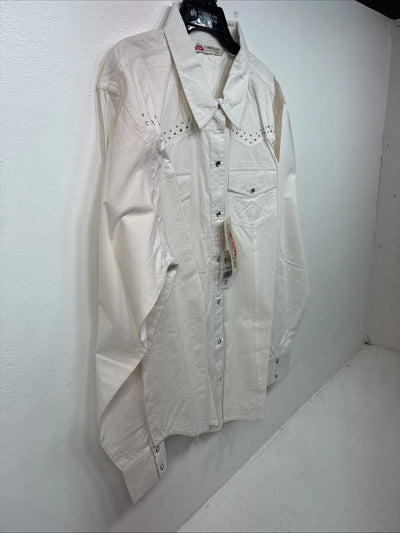 New Women’s Cumberland White Gem Long Sleeve Pearl Snap 2XL GG-43