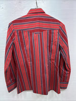 New Women’s H Bar C Red Stripe Long Sleeve Pearl Snap Size 34 DD-23