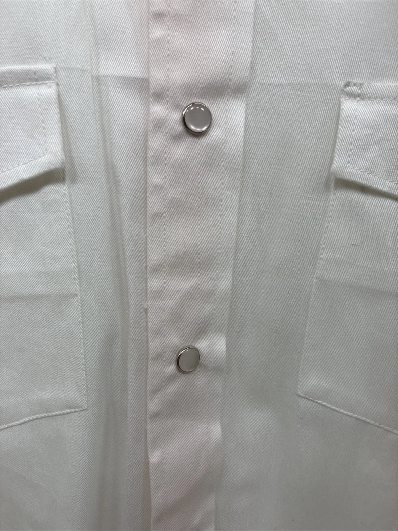 New Men’s Western Express White Western Long Sleeve Pearl Snap Large AA-40