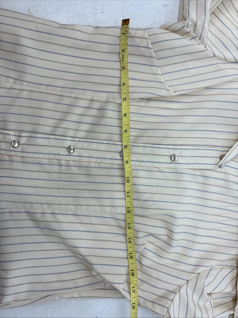 New Women’s H Bar C Yellow Stripe Long Sleeve Pearl Snap Size 36 TT-122