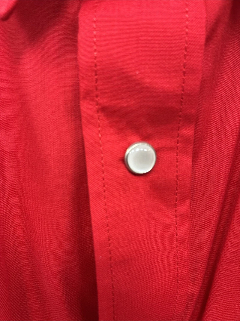New Men’s White Horse Red Simple Long Sleeve Pearl Snap XL O-59