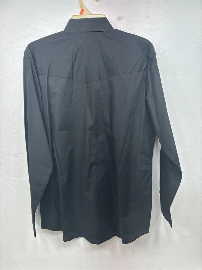 New Women’s Country Charmers Black Design Long Sleeve Pearl Snap Medium KK-29 