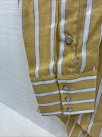 New Men’s Fenton Yellow Stripe Long Sleeve Pearl Snap 16 Large CC-69