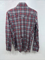 New Kids Panhandle Slim Red Plaid Long Sleeve Pearl Snap Size 12 CC-86