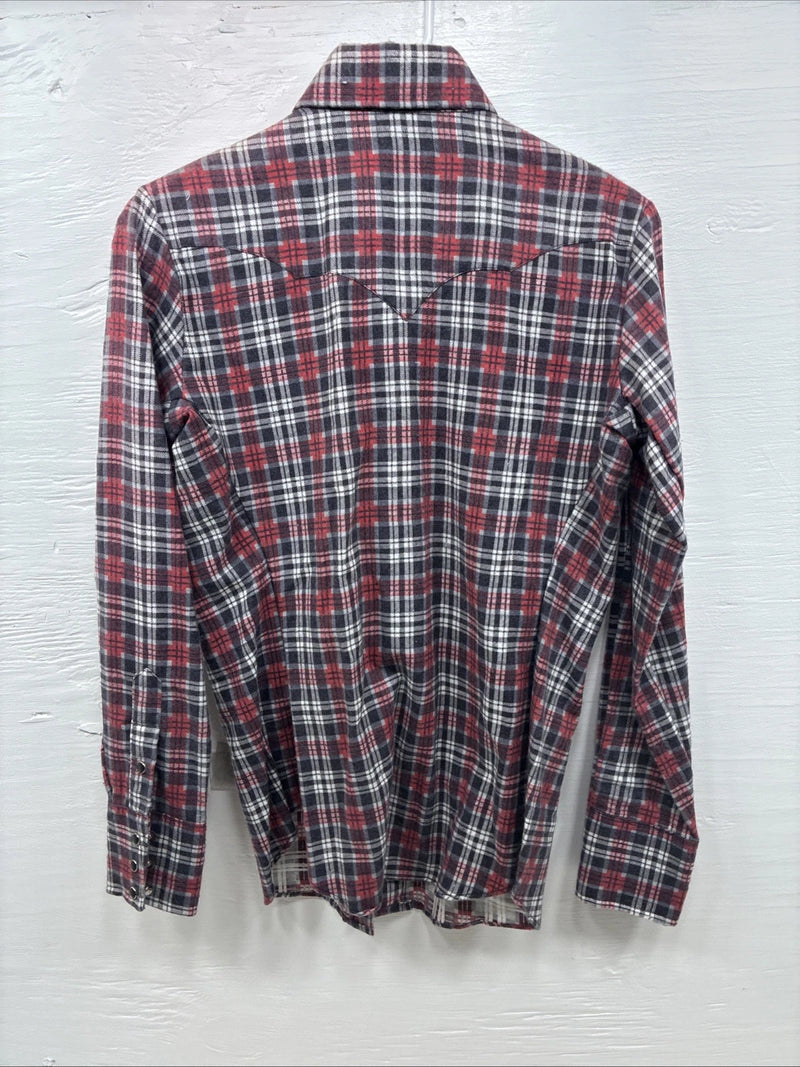 New Kids Panhandle Slim Red Plaid Long Sleeve Pearl Snap Size 12 CC-86