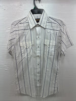 New Men’s Panhandle Slim White Stripe Short Sleeve Pearl Snap 15.5 Medium V-20