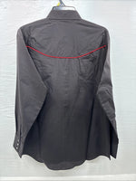 New Men’s ELY Cattleman Black Flag Design Long Sleeve Pearl Snap Large V-49