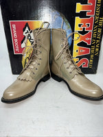 New Women’s Tan Lace Up Texas Brand Cowboy Boots. 4498 6.5 6 1/2 M. 19-120