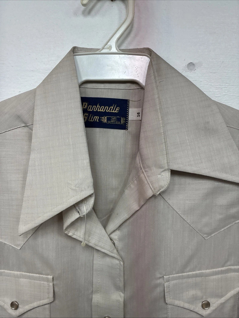 New Women’s Panhandle Slim Tan Long Sleeve Pearl Snap 16 GG-53