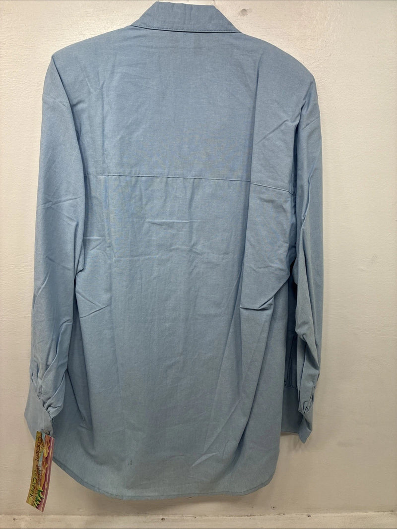 New Women’s Cricket Creek Blue Long Sleeve Button Up Size Large TT-128