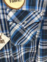 New Men’s ELY Cattleman Blue Flannel Long Sleeve Pearl Snap 4XL E-89