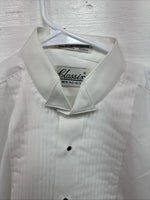 New Classix White Long Sleeve Button Up English Shirt Medium X-91