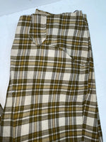 New Vintage Brown Plaid Ranch Polyester Pants SS-92