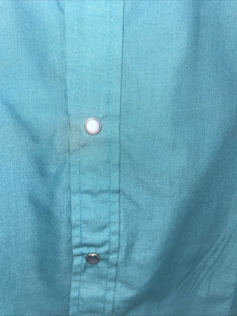 New Men’s ELY Cattleman Teal Long Sleeve Pearl 15.5 X 34 Medium B-103