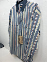 New Men’s Panhandle Slim Multicolor Stripe Long Sleeve Button Up Large Q-52