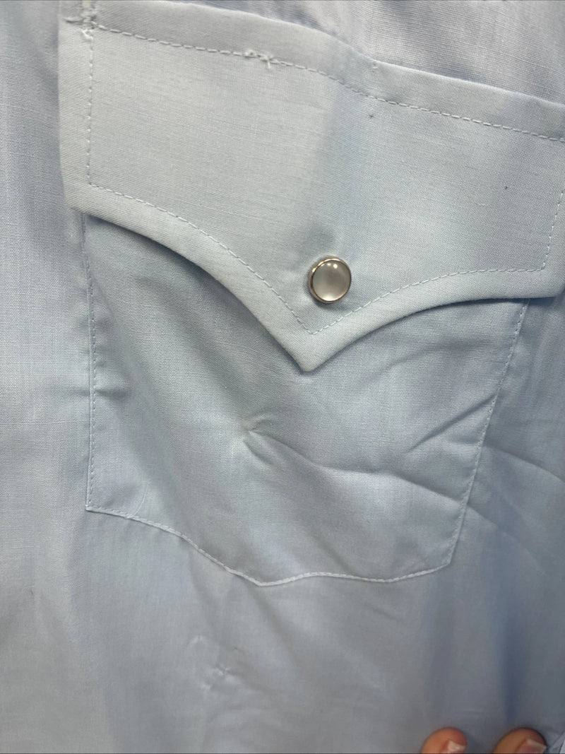 New Men’s Champion Western Blue Embroidered Long Sleeve Pearl Snap Medium K-81