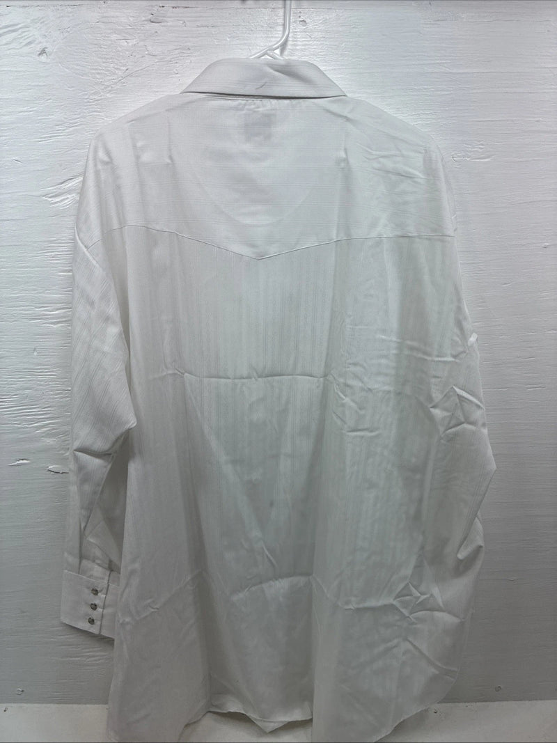New Men’s ELY Cattleman White Designed Long Sleeve Pearl Snap 20.5 4XL X-106