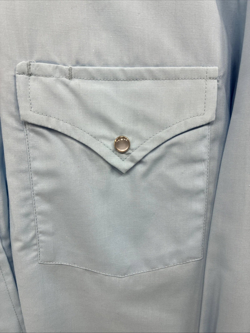 New Men’s ELY Wildlife Blue Horse Embroidered Long Sleeve Pearl Snap Medium K-57