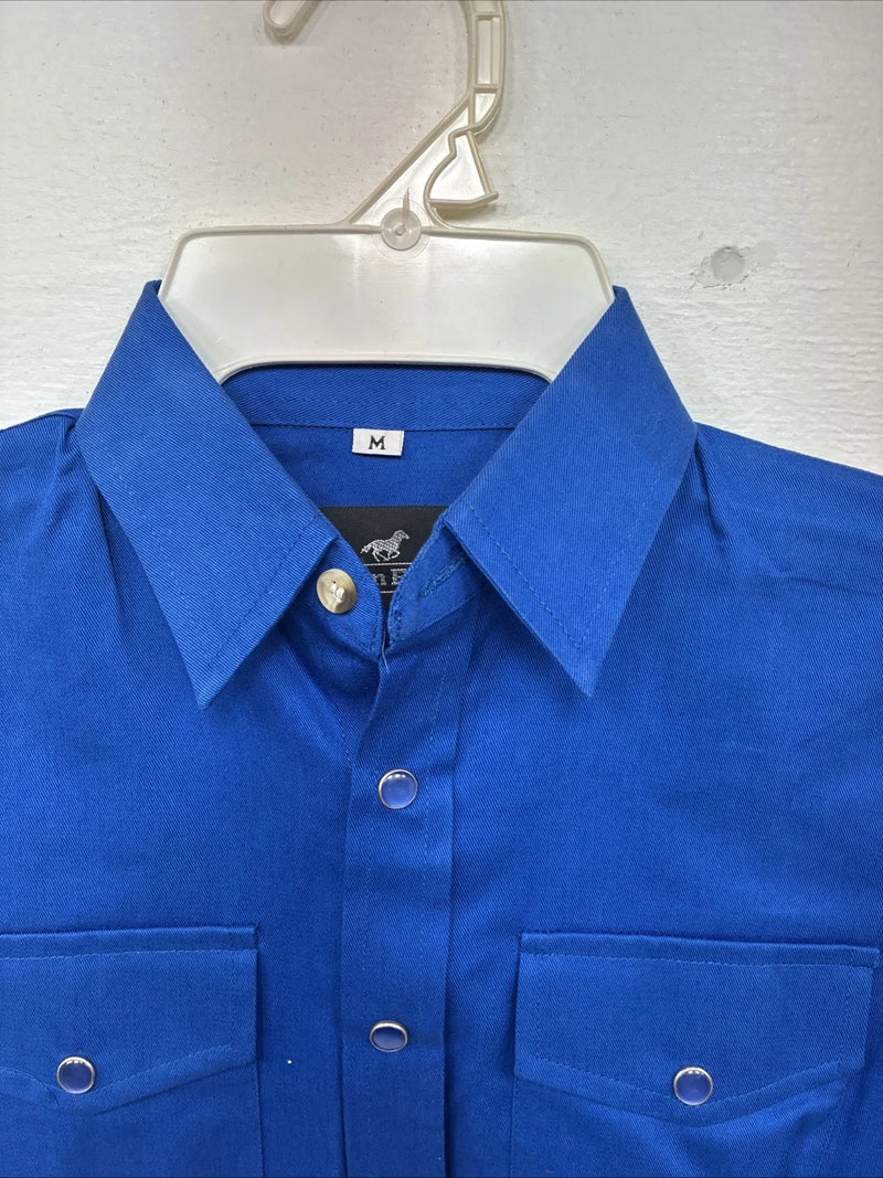 New Kids Western Express Blue Long Sleeve Pearl Snap Medium LL-23
