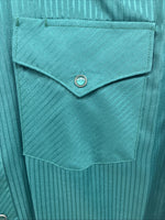 New Men’s ELY Cattleman Green Stripe Long Sleeve Pearl Snap Large X-20