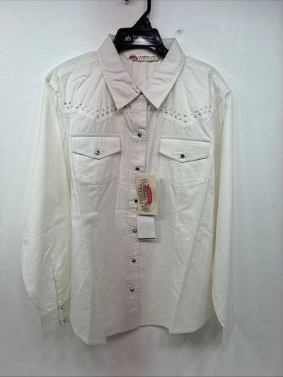 New Women’s Cumberland White Gen Long Sleeve Pearl Snap 1XL GG-88