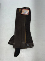 New Tough 1 Equi-grip Brown Synthetic Half Chaps #63-76 H-511
