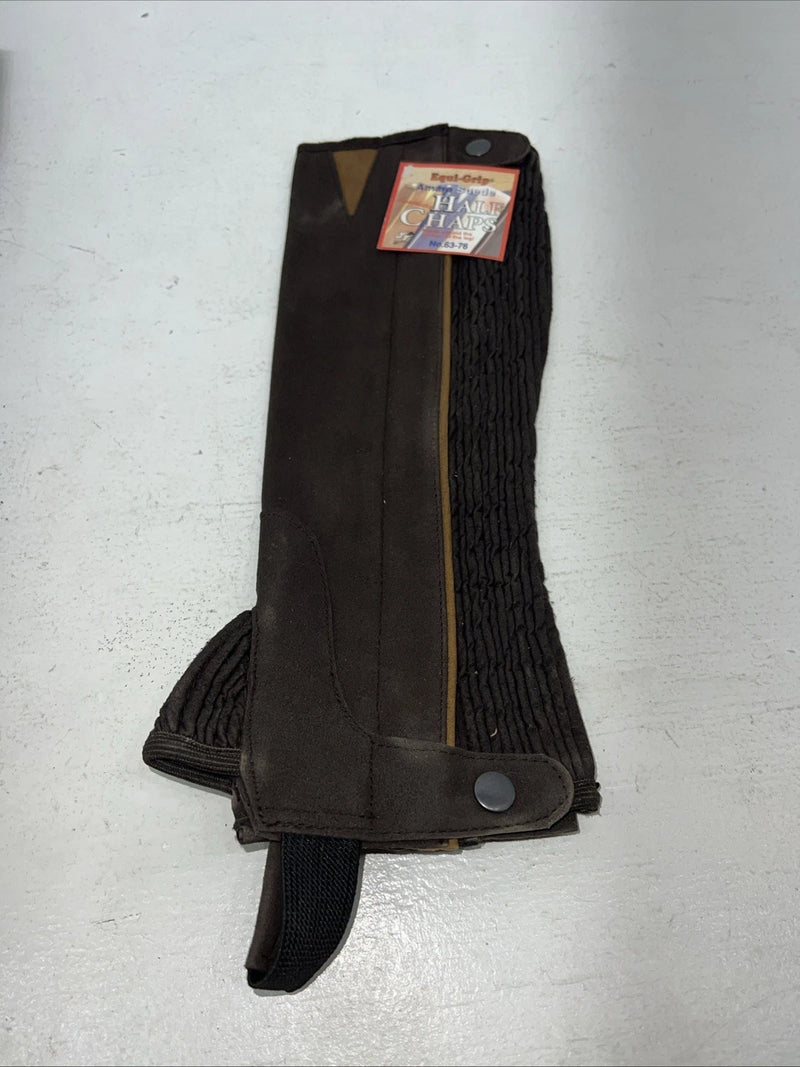 New Tough 1 Equi-grip Brown Synthetic Half Chaps #63-76 H-511