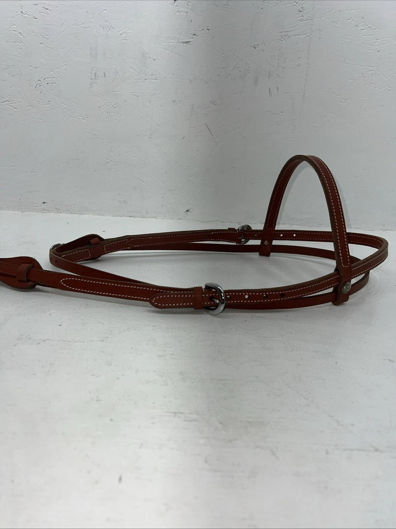 New Leather Trainer Dark Oil Browband Headstall Silver Buckles S-60