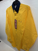 New Men’s Wrangler PBR Yellow Long Sleeve Button Up Medium K-44