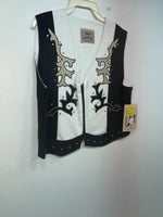 New Women’s Black White 1849 Authentic Ranchwear Cut Off Zip Up Vest M 3B-68