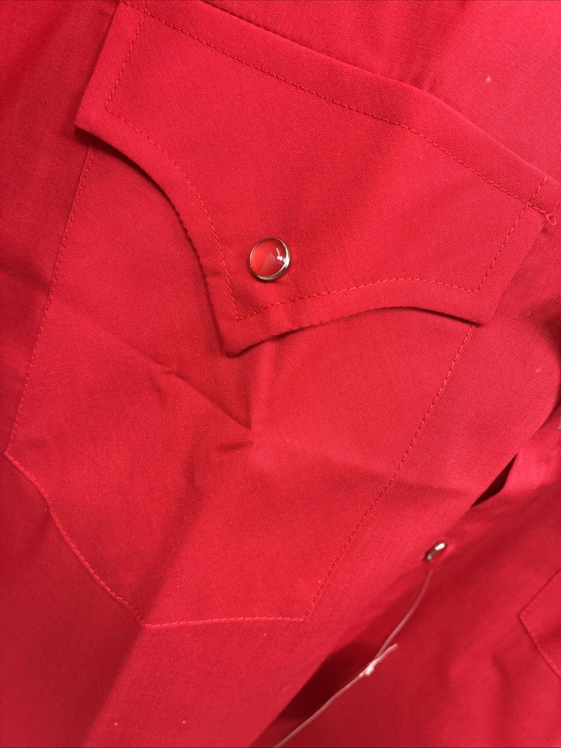New Men’s ELY Cattleman Red Short Sleeve Pearl Snap 18 2XL AA-110