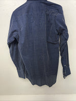 New Mens Blue Polkadot Rockmount Ranchwear Pearl Snap Long Sleeve 15.5x33 M I-52