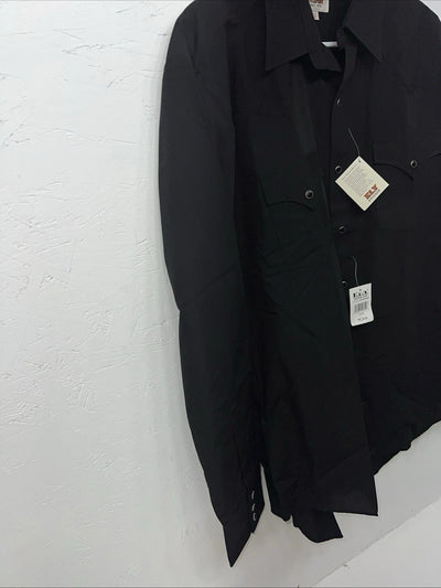 New Men’s Black ELY Cattleman Pearl Snap Long Sleeve Shirt 16.5x35 L P-35