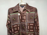 New Women’s Brown Floral Panhandle Slim Long Sleeve Button Up Shirt #3310 3B-57