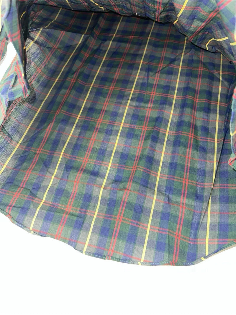 New Men’s Green Plaid ELY Plains Long Sleeve Pearl Snap Shirt. 16.5x34 L S-3