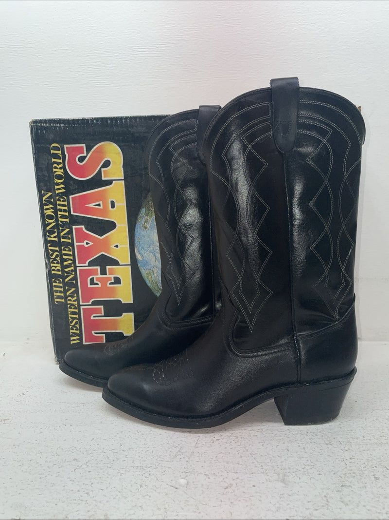 New Men’s Black Texas Brand Cowboy Boots. 5100 9 D. 3-68
