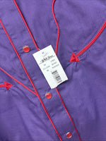 New Women’s White Horse Purple Long Sleeve Pearl Snap Medium KK-33