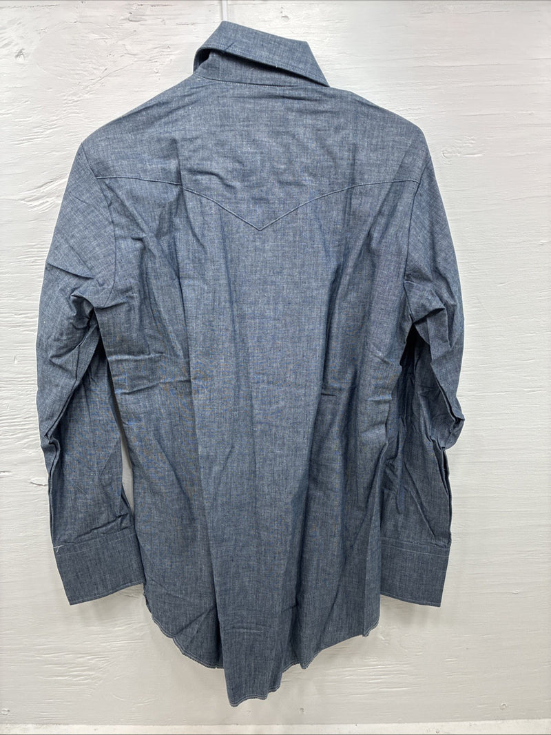 New Men’s Champion Western Jean Design Long Sleeve Pearl Snap 15.5 Medium K-45