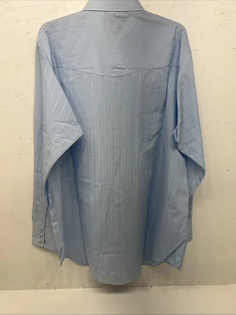 New Men’s Blue ELY cattleman Pearl Snap Long Sleeve Shirt. 2XL Tall G-68
