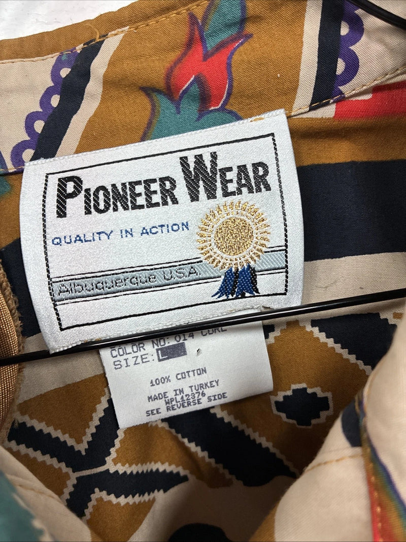 New Women’s Pioneer Wear Multicolor Design Long Sleeve Button Up Large MM-67