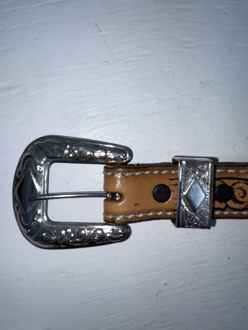 New Brown Genuine Leather Tooled 28” Belt #102 NN-19