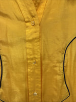 New Women’s Pioneer Wear Yellow Blue Long Sleeve Button Up Medium YY-77