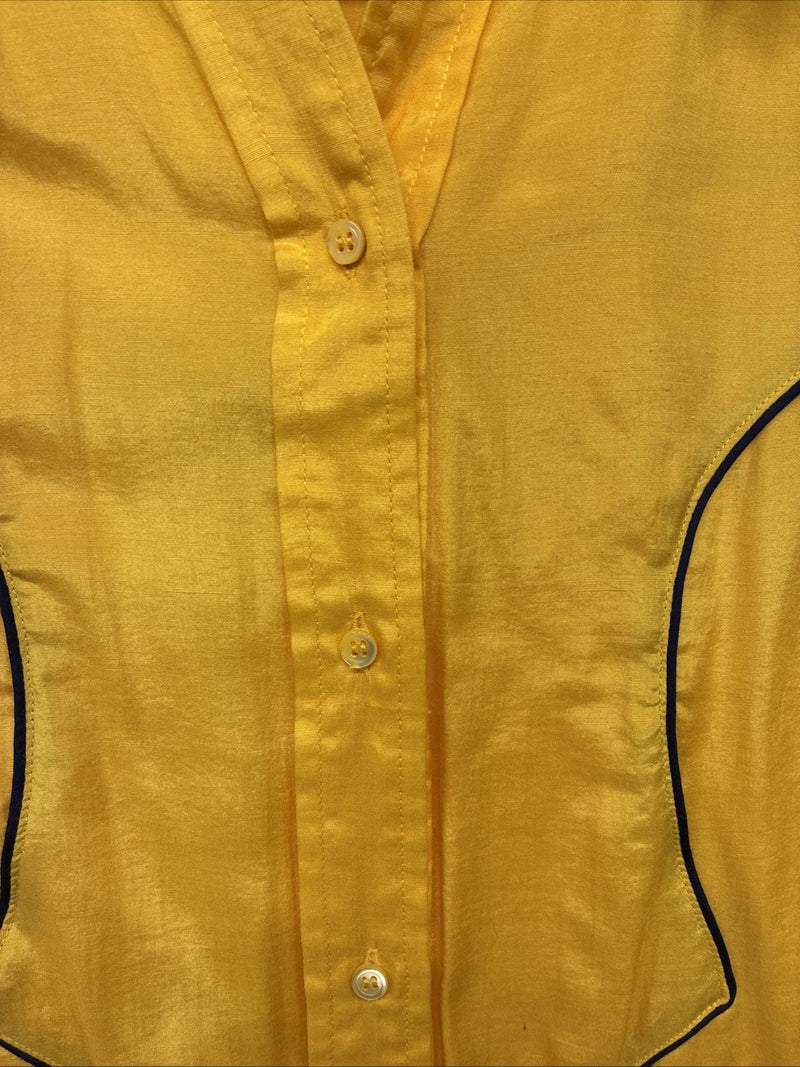 New Women’s Pioneer Wear Yellow Blue Long Sleeve Button Up Medium YY-77