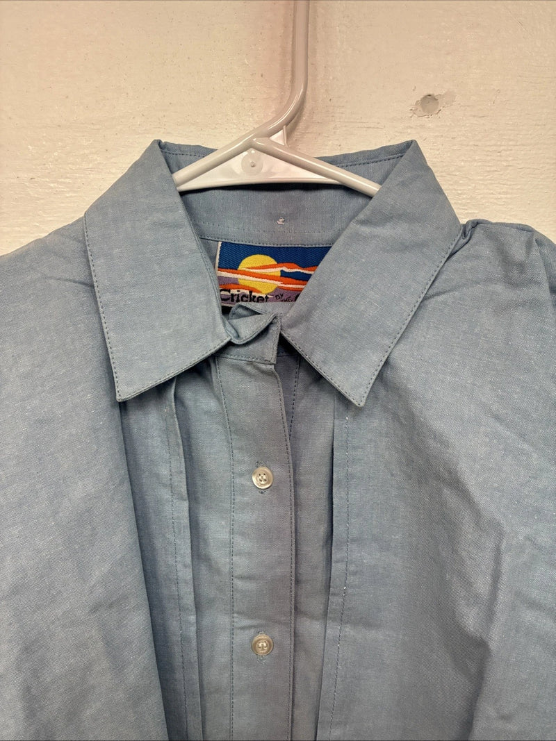 New Women’s Crickets Creek Blue Long Sleeve Button Up Medium MM-91