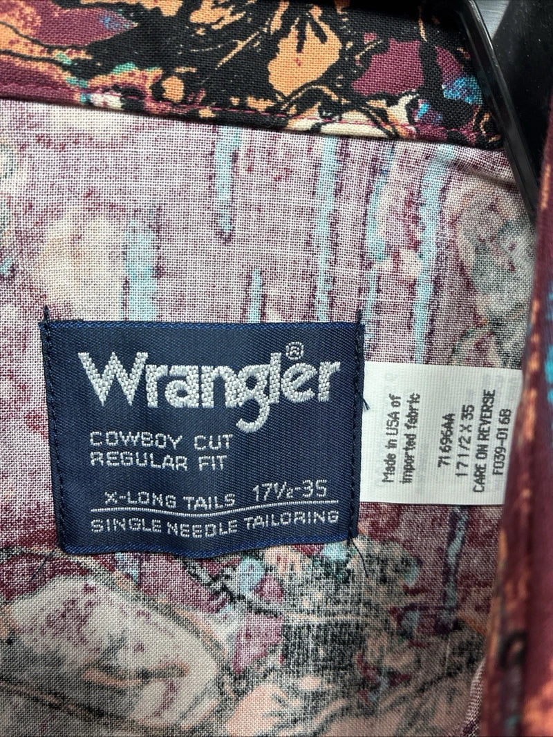 New Men’s Wrangler Propel Western Design Long Sleeve Button Up 17.5 XL AA-10