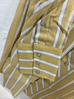 New Men’s Fenton Yellow Stripe Long Sleeve Pearl Snap 15 Medium AA-65