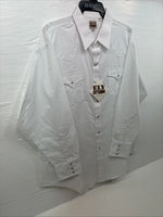 New Men’s ELY cattleman White Long Sleeve Pearl Snap 18.5 X 35 2XL H-36