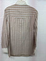 New Men’s Fenton Tan White Stripe Long Sleeve Button Up Small Q-17